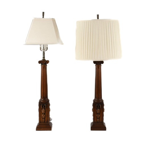 Matched pair walnut carved and - pair,