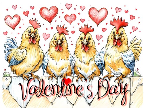 Chicken hearts card - hearts,