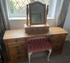 Solid Pine Dressing Table with 10 drawers and Mirror, Twin pedestal