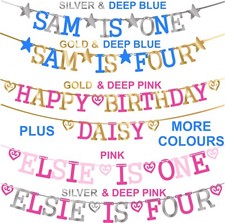 Personalised Birthday Bunting PARTY Decoration Boy Girl Banner First 1st 2nd 3rd