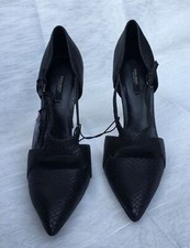 BNIB ZARA EMBOSSED genuine LEATHER BLACK HIGH HEEL SHOES UK 7 EUR 40 RRP €69.99