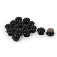 Cabinet Drawer Wooden Round Pull Knob Black 34mm Diameter 15pcs