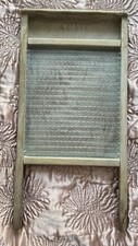 Vintage Antique? Wood & Textured Frosted Glass Acme Washboard Prop Set Display