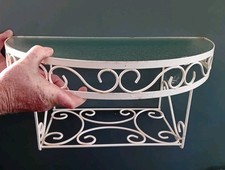 Vintage Half Moon Ornate glass top Telephone Wall Shelf Display Prop 