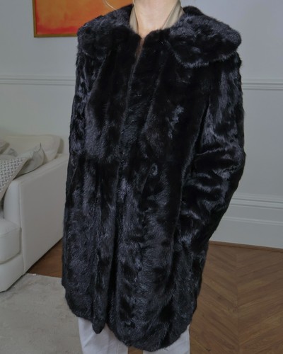 Black mink fur - mink, genuine