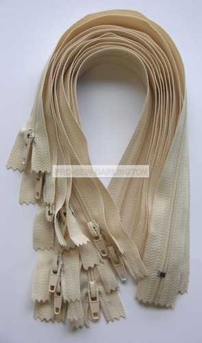 Cream nylon cushion zips - nylon,