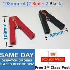 4x Large Crocodile Clips Clamps Battery Electrical Test Insulated 108MM DIY