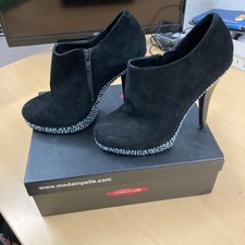 Moda in pelle Zenda Jet Black ankle boots size 39 - Glitzy Shoe Boot Diamante