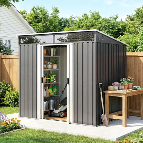 5x4ft lockable metal garden - 6.5x4ft,