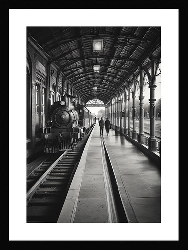 Serene vintage train framed - vintage,