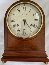 Comitti mantel clock with strike, mahogany case, key, instructions