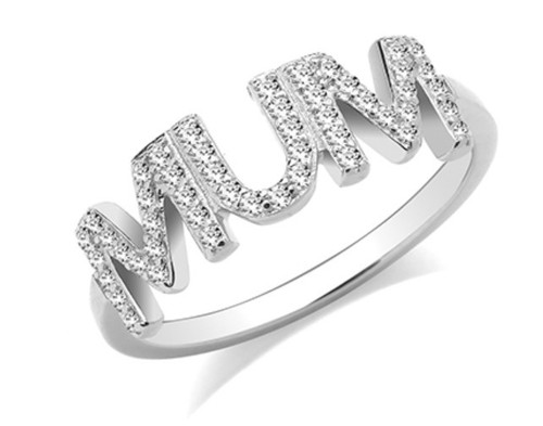 Sterling silver mum ring with - mum,