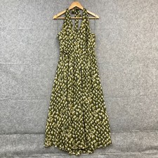Banana Republic Dress Womens Medium Green Halter Sleeveless Midi 53309