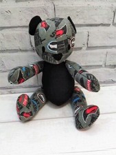 Upcycled Jointed Teddy bear embroidered Batman