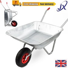 65L Heavy Duty Wheelbarrow Galvanised Home Garden Metal Cart with Pneumatic Tyre