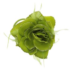 Glitter Hair Rose with Feathers on Clip, Elastic & Brooch Pin Fascinator Wedding