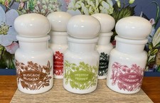 Vintage Milk Glass Spice Jars