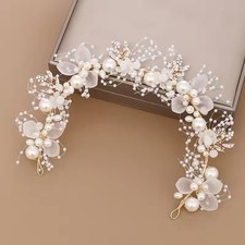 Crystal Tiara Bridal Wedding Pearl Pageants Hair Crown Bride Headband Rhinestone