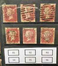 GB Victoria SG43/SG44. QV Penny Red plates  91,92,93,94,95,96