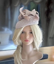 Snoxell & Gwyther Taupe Diamanté Fascinator with Silk Abaca Twists