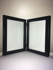 7”x5” Black Twin 2 Picture Vertical Double Hinged Folding Photo Frame Gift  7x5