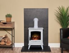 WHITE ELECTRIC STOVE LOG FIRE