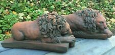 Pair of sleeping lions stone home or garden ornaments Chatsworth Canova lions