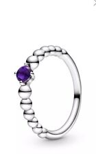 Genuine Pandora February Purple Birthstone Beaded Ring Size 54 New . Rare