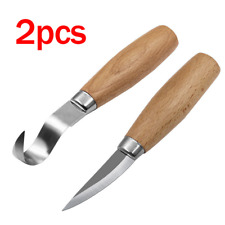 2pcs Wood Carving Knives Set for Spoon Carving Tools Hook Knife Professional