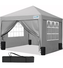 Quictent 3x3m Pop Up Gazebo Grey – Garden Event Shelter with Removable Sides 