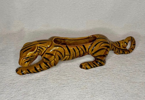 Vintage stalking tiger planter - vintage,