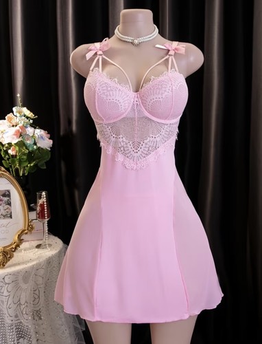 Sissy 2pc pink lace - lace, ribbon
