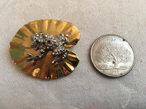Vintage rhinestone frog - rhinestone, on