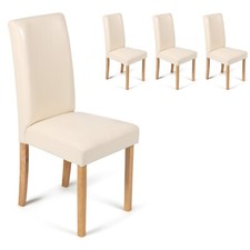 4 Cream Dining Chairs Faux
