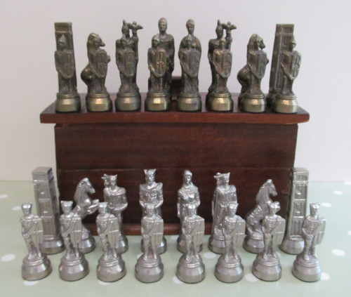 Vintage metal chess set - chess, with