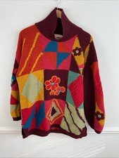Vintage Crazy Horse Multicolour Womens Jumper Medium 90s Retro Pullover