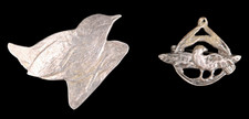 Two vintage hallmarked silver bird brooches