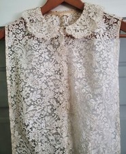 Stunning 1920's Saks Fifth Avenue Edwardian Lace Cutwork Front Linen Back Blouse