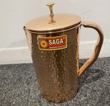 Copper Water Jug Pitcher Drinking Serving Health Benefits with Lid 1500 ML.