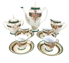 Vintage Meito China Tea Set Hand Painted Japan Gold Tone Trim
