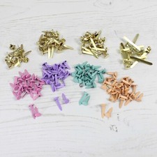 Paper Fasteners Brass or Pastel Coloured Split Butterfly Pins & Optional Washers