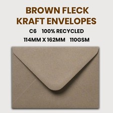 C6 / A6 Brown Fleck Kraft 100% Recycled Envelopes 110gsm 114x162mm