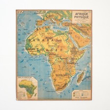 Antique Vintage French Vintage Wall Map Delagrave - Africa No. 12