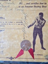 James J Jeffries Boxing Heavyweight Champion Original Hand Signed Document 1930