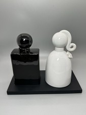 Unusual Oil & Vinegar Wedding Pair Porcelain Him & Her Black White Modern Style