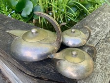 Vintage Escapade Paris Art Deco Silverplate Tea Service Teapot Modernist Bauhaus