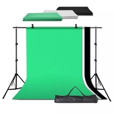 Photo Studio Screen Set + Black White Green Background Backdrop + 2m Stand Kit