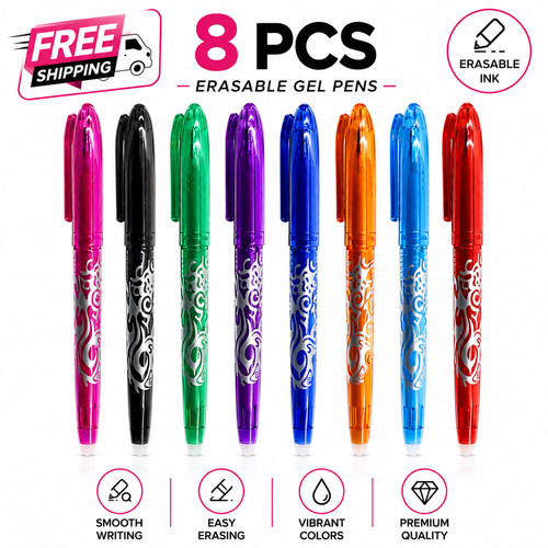 Black erasable pens rub out - erasable,