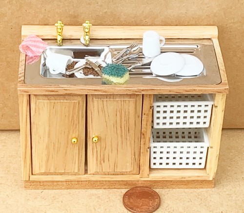 Dolls house sink unit pine - unit,