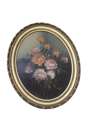 Vintage oval roses oil - roses,